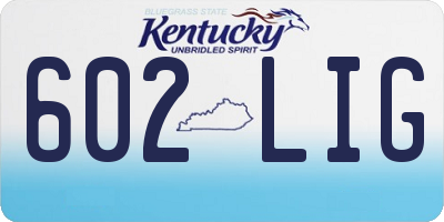 KY license plate 602LIG
