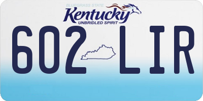 KY license plate 602LIR