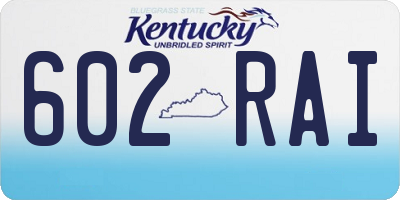 KY license plate 602RAI