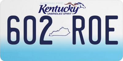 KY license plate 602ROE