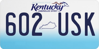 KY license plate 602USK