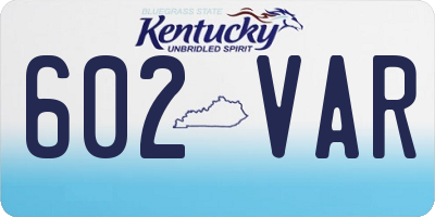 KY license plate 602VAR