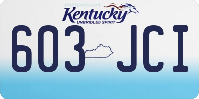 KY license plate 603JCI