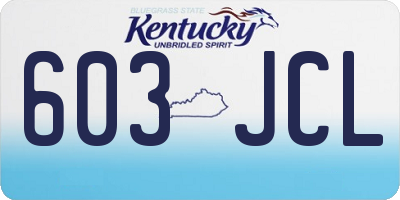 KY license plate 603JCL