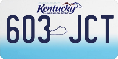 KY license plate 603JCT