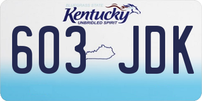 KY license plate 603JDK