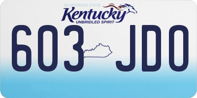 KY license plate 603JDO