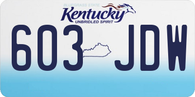 KY license plate 603JDW