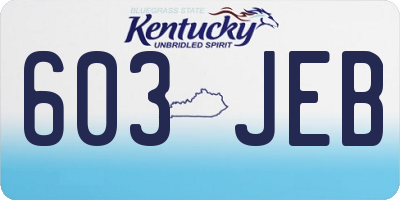 KY license plate 603JEB