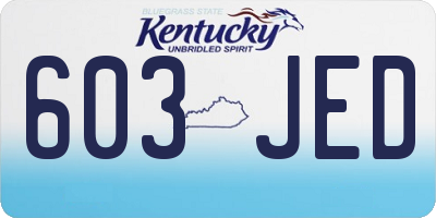 KY license plate 603JED