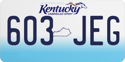 KY license plate 603JEG