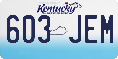 KY license plate 603JEM