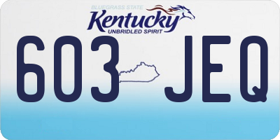 KY license plate 603JEQ