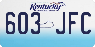 KY license plate 603JFC