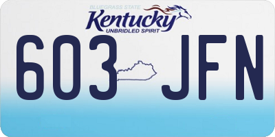 KY license plate 603JFN
