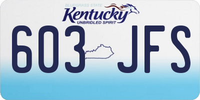 KY license plate 603JFS