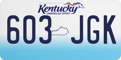 KY license plate 603JGK