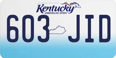 KY license plate 603JID