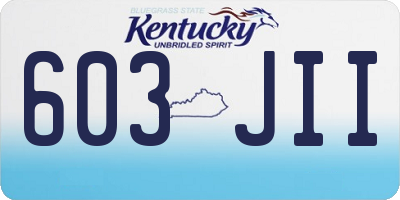 KY license plate 603JII