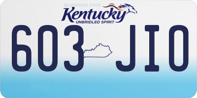 KY license plate 603JIO