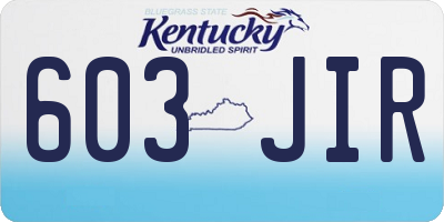 KY license plate 603JIR
