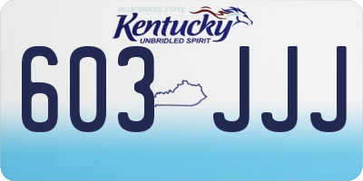 KY license plate 603JJJ