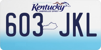 KY license plate 603JKL