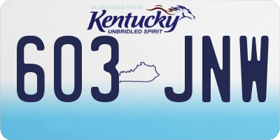 KY license plate 603JNW
