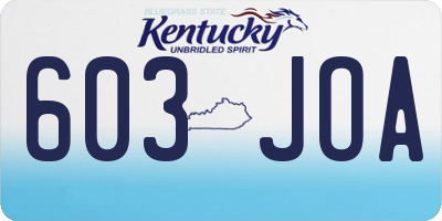 KY license plate 603JOA