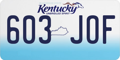 KY license plate 603JOF