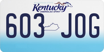 KY license plate 603JOG