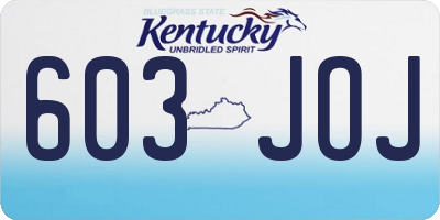 KY license plate 603JOJ