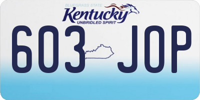 KY license plate 603JOP