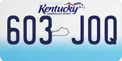KY license plate 603JOQ