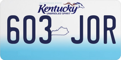 KY license plate 603JOR