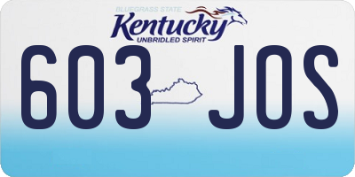 KY license plate 603JOS
