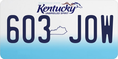 KY license plate 603JOW