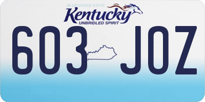 KY license plate 603JOZ