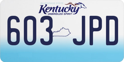 KY license plate 603JPD