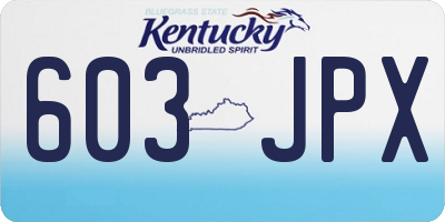KY license plate 603JPX