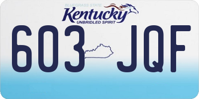 KY license plate 603JQF
