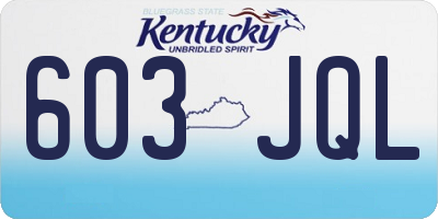KY license plate 603JQL