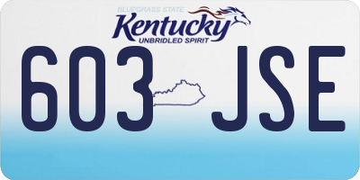 KY license plate 603JSE