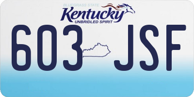 KY license plate 603JSF