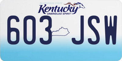 KY license plate 603JSW