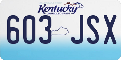 KY license plate 603JSX