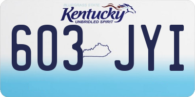 KY license plate 603JYI