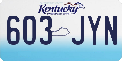 KY license plate 603JYN