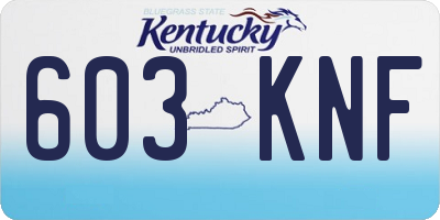 KY license plate 603KNF