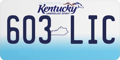 KY license plate 603LIC